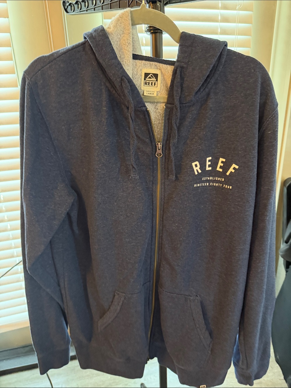 Reef Men's Navy Full-Zip Hooded Jacket with Lining